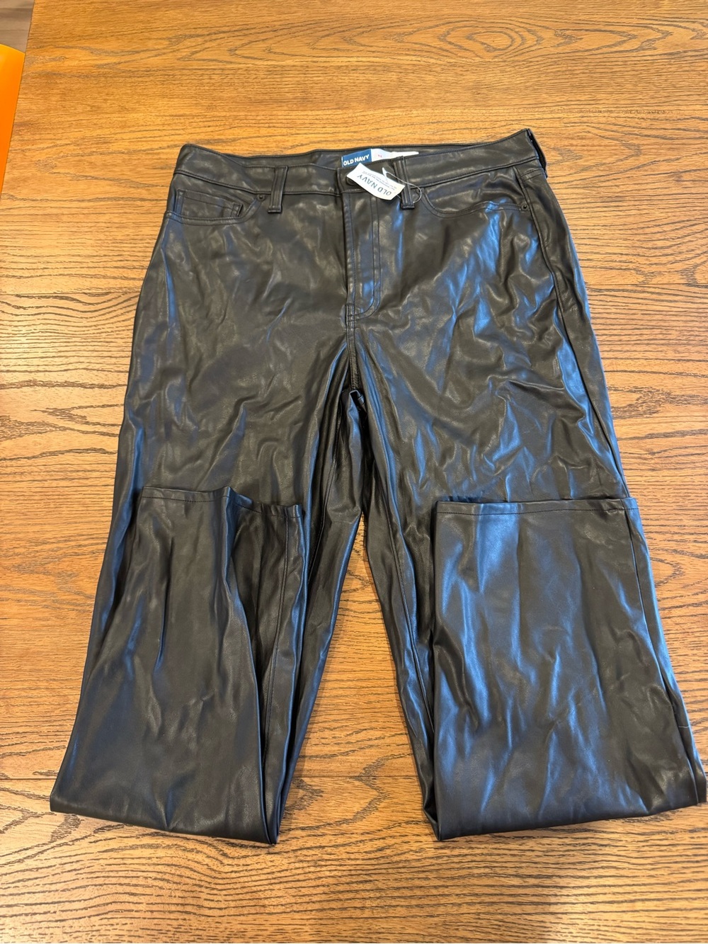 Old Navy Black Faux-Leather Cargo Pants